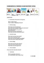 English Worksheet: DAILY ROUTINES COMPOSITION
