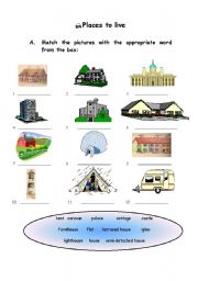 English Worksheet: Places to live