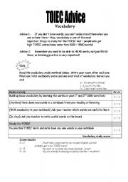 English Worksheet: TOEIC advice - vocabulary