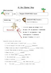 English Worksheet: A / an / some / any 