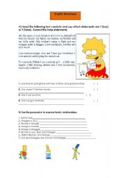 English Worksheet: Family relations