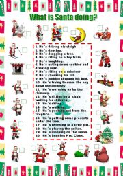 English Worksheet: What is Santa doing?