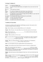 English Worksheet: Christmas Vocabulary + dialogue