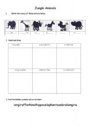 English Worksheet: jungle animals