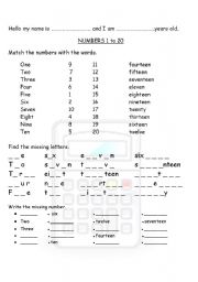 English Worksheet: numbers to write