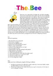 English Worksheet: The Bee