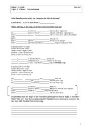 English Worksheet: 2nd conditional with a nice song 