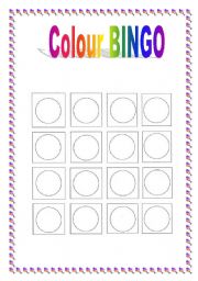 English Worksheet: COLOUR Bingo