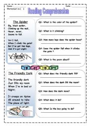 English Worksheet: Poem reading comprehension