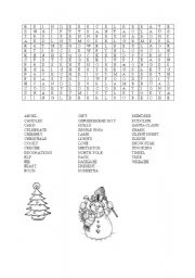English Worksheet: CHRISTMAS - word search exercise