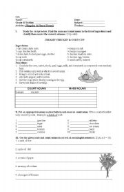 Worksheet on Mass and Count Nouns