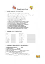 English Worksheet: Singular and plural