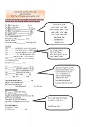 English Worksheet: Past tense / with Song 