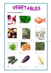 English worksheet: Vegetables