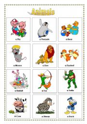 English Worksheet: animals vocabulary list (2)