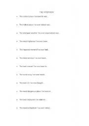 English Worksheet: superlatives interview activity