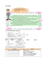 English Worksheet: daily routines