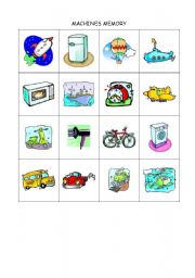 English Worksheet: MACHINES MEMORY GAME