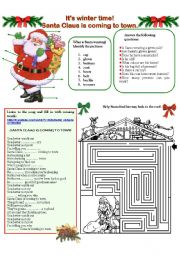 English Worksheet: SANTA CLAUS IS COMING TO TOWN.