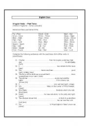 English Worksheet: Irregular Verbs   Past Tense: