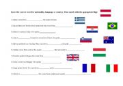 English worksheet: Languages, nationalities, countries