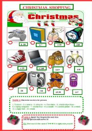 English Worksheet: Christmas Shopping (How much is it?)