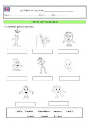 English worksheet: Fruits and vegetables