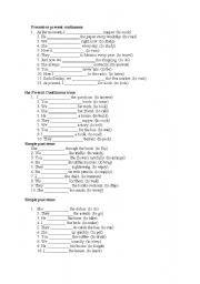 English worksheet: simple past and present tense