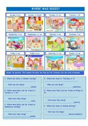 English Worksheet: WHERE WAS ROSIE? PAST CONTINUOUS