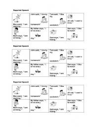 English Worksheet: reported speech