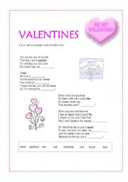 English Worksheet: valentines