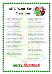 English Worksheet: Christmas Play - All I Want for Christmas