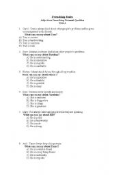 English Worksheet: Friendship Rules