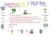 English Worksheet: Writing to a Pen Pal (Present Simple)