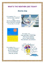 English worksheet: Whats the weather like today? Song. Fill in the gaps