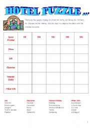 English Worksheet: Hotel Puzzle