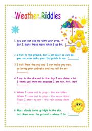 English Worksheet: Weather riddles