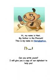 English Worksheet: My name in hierogylphics!
