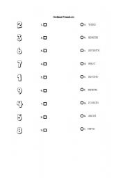 English worksheet: ordinal numbers