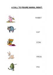 English worksheet: call the animals