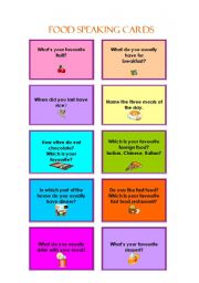 English Worksheet: FOOD SPEAKING CARDS