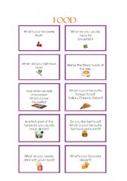 English Worksheet: FOOD SPEAKING CARDS: A MORE SIMPLE VERSION