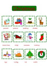 English Worksheet: Picture Christmas dictionary.