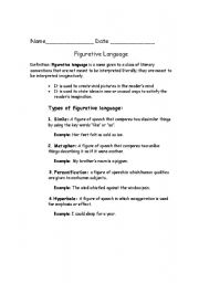 English Worksheet: Figurative Language