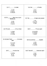 English Worksheet: present simple cards