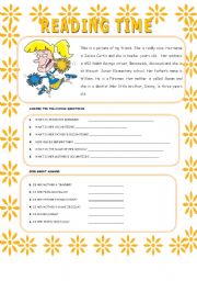 English Worksheet: READING TIME