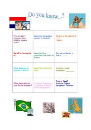 English worksheet: NATIONALITIES BOARDGAME