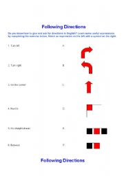 English Worksheet: FOLLOWING DIRECTIONS