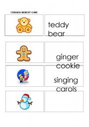 English Worksheet: Christmas Memory Game