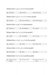 English Worksheet: GEOGRAPHY QUIZ:   